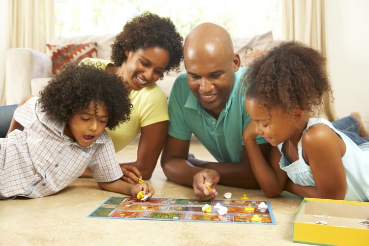 A family playing a board game