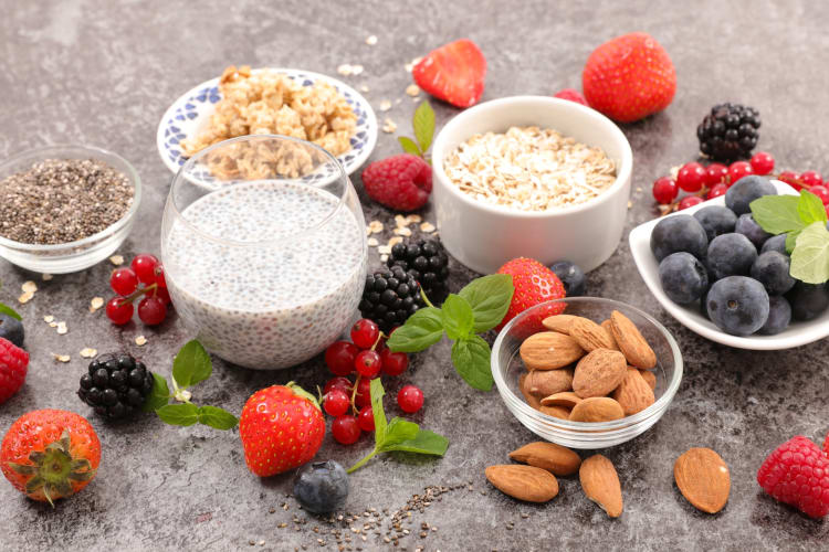 Berries, nuts, chia pudding and other superfoods