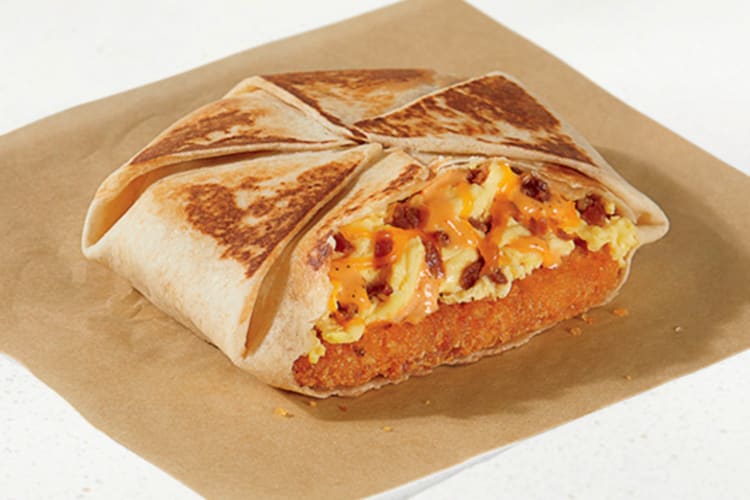 A Crunchwrap from the Taco Bell breakfast menu