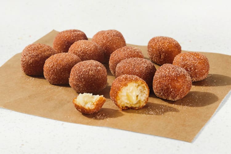 Cinnabon Delights donuts from the Taco Bell breakfast menu