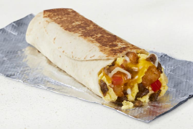 A breakfast burrito with sausage