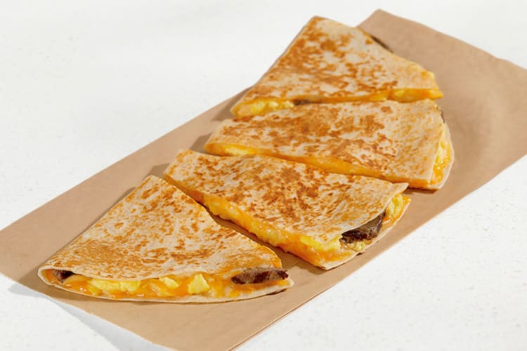A Breakfast Quesadilla with Steak from Taco Bell