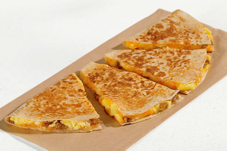 A breakfast quesadilla with sausage