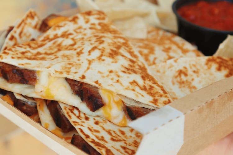 Double-grilled meat quesadillas