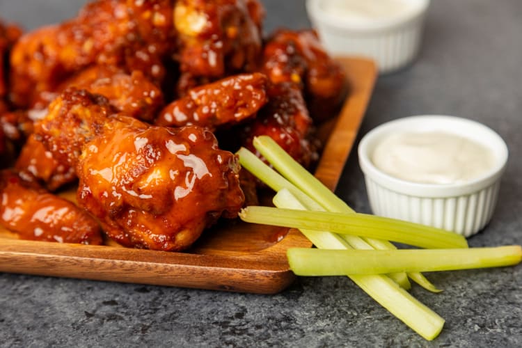 Wings, celery sticks and ranch