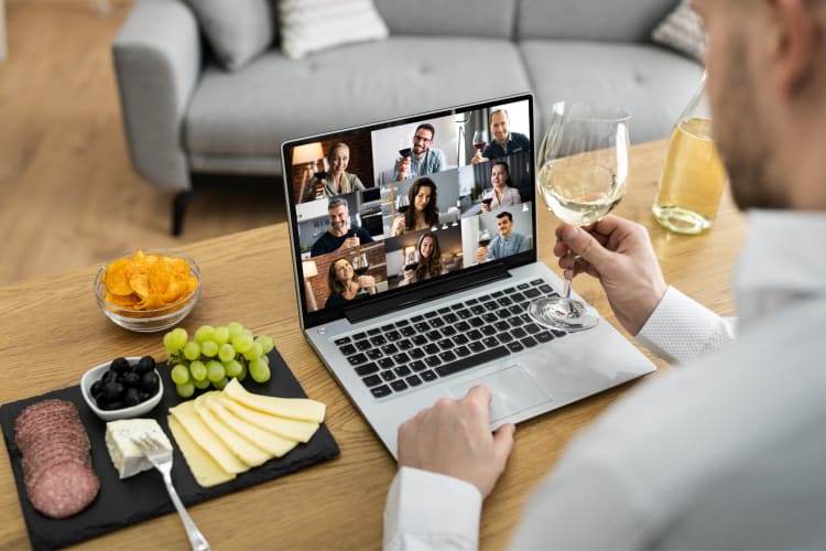 Virtual wine tastings are relaxing team building activities in Kansas City