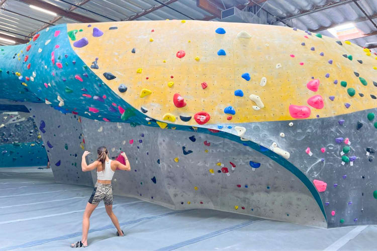 Going rck climbing is a cool team building activity in Los Angeles