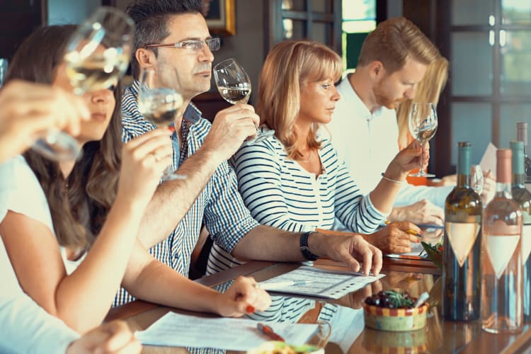 A virtual wine tasting is one of the unique team building activities in Albuquerque