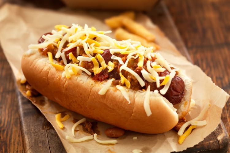 A chili-cheese dog