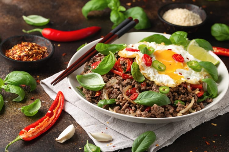 Pad kra pao moo is a comforting Thai food