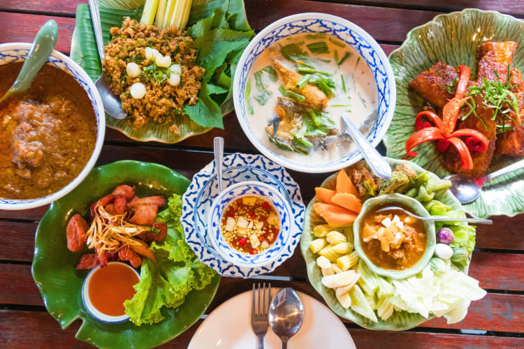 A selection of Thai dishes