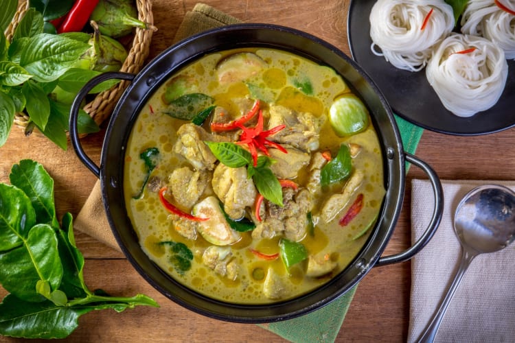a bowl of Thai green curry