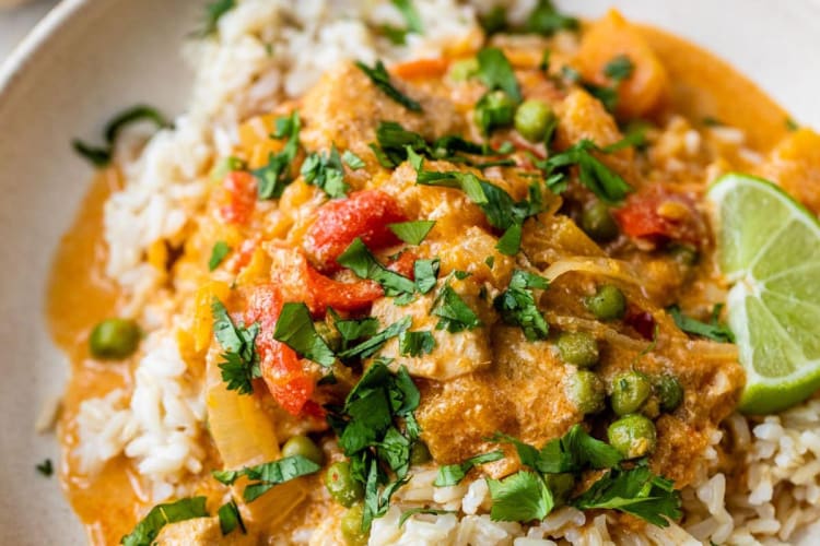 slow cooker thai peanut chicken is infused with loads of flavor