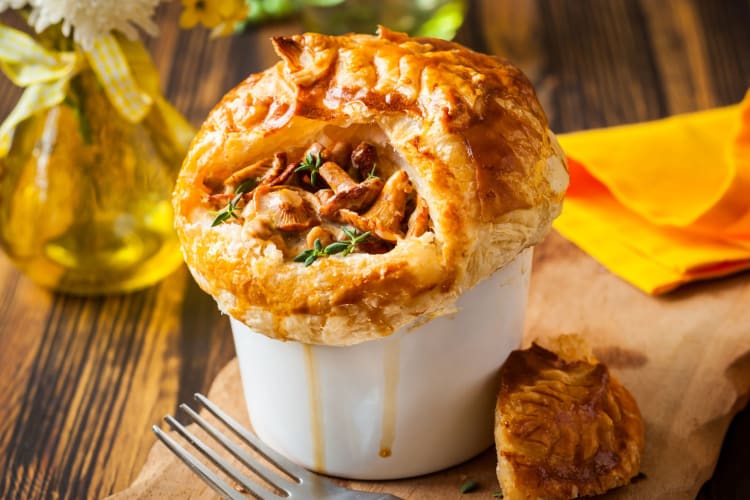 A vegan pot pie is a great alternative to turkey for plant-based diners.