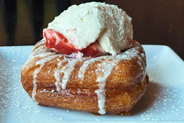 French toast topped with ice cream, from The Farmhouse, a diner in Kansas City