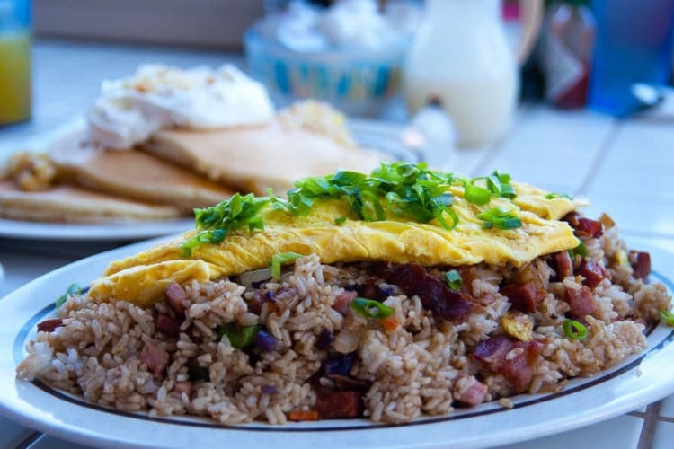 Traditional Hawaiian omelette at Maui restaurant The Gazebo