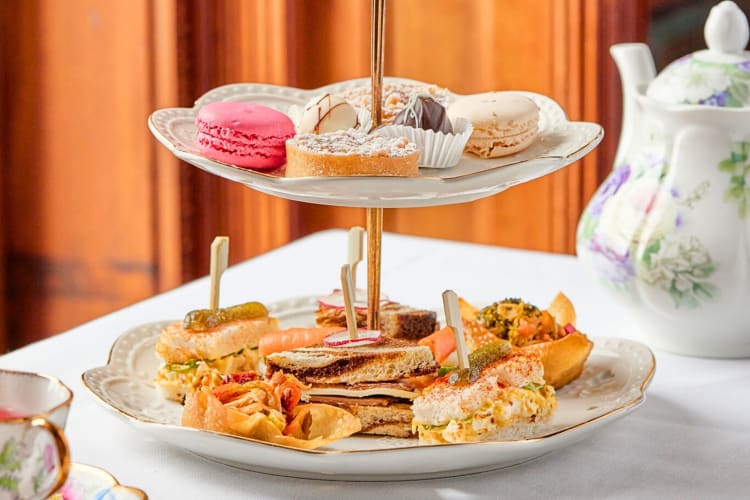 Two levels of a high-tea tray from The Whitney