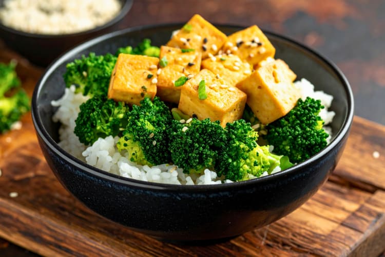 Tofu on a bed of rice