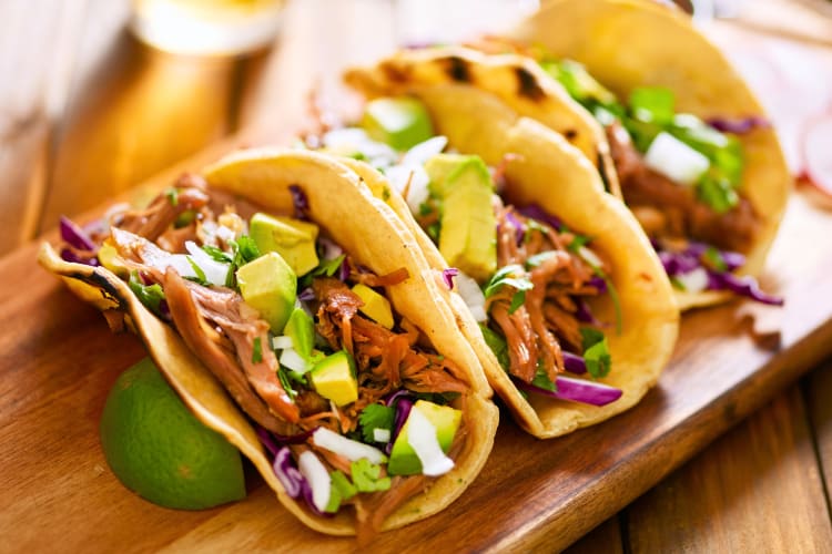 Beef tacos with avocado