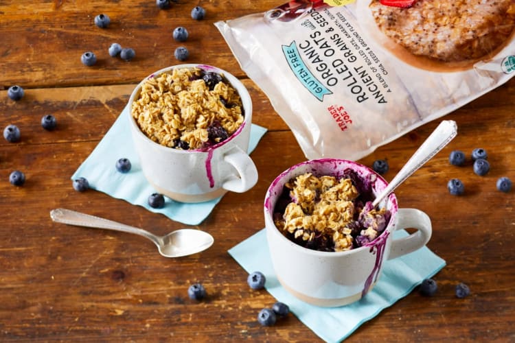 Two berry crumbles with granola topping