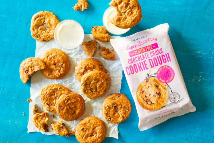 Chocolate chip cookies on a blue background