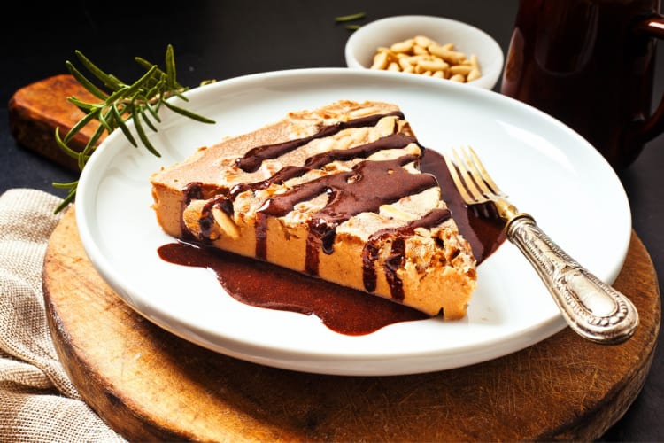 Castagnaccio is a Tuscan food made of chesnut flour