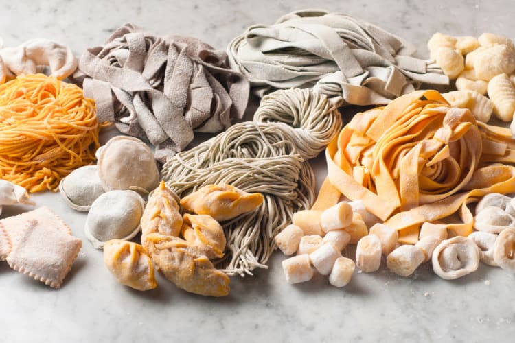 Various kinds of fresh pasta