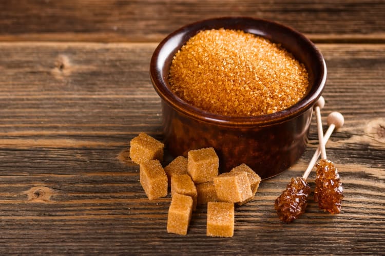 Brown types of sugar are often used in baking