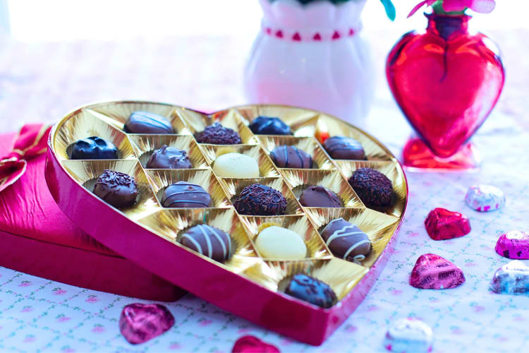 A heart-shaped box of chocolates 