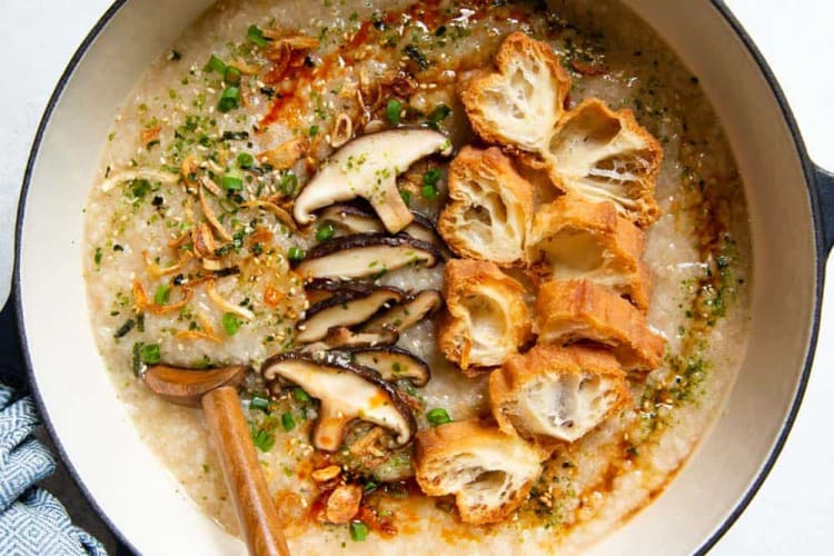 vegan congee is a savory bowl of pure comfort