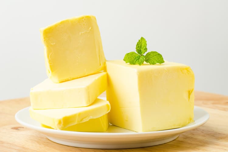 Blocks of vegan butter on a plate