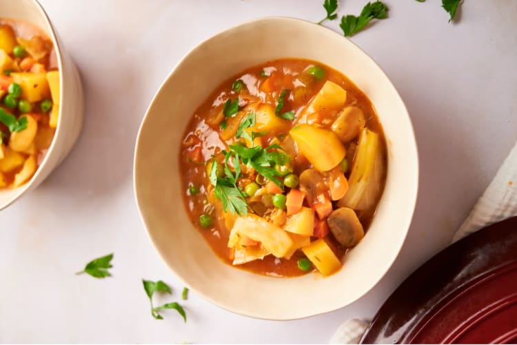 A bowl with vegetable stew