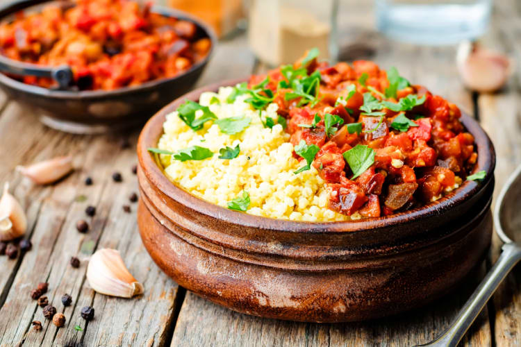 An eggplant curry with couscous