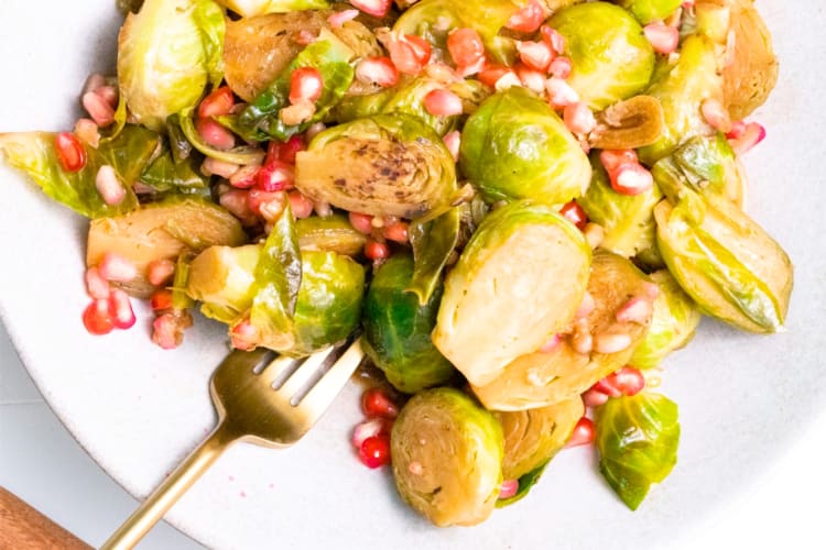 Brussels sprouts with pomegrante seeds