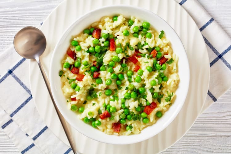 Risi e bisi or rice and peas is a delicious Venice food