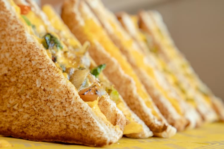 Grilled cheese sandwiches with vegetables