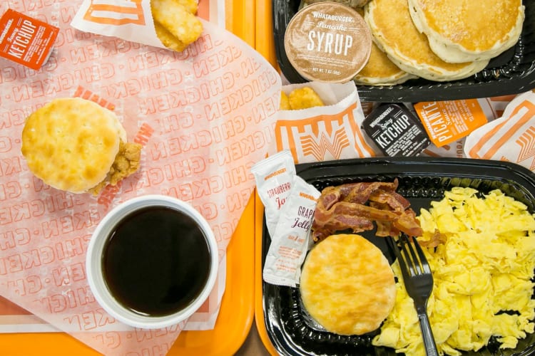 A selection of Whataburger breakfast dishes