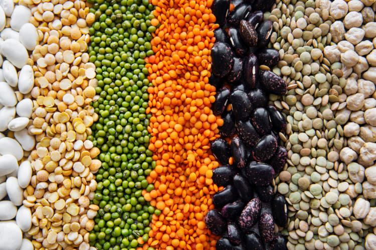 a mix of beans and lentils