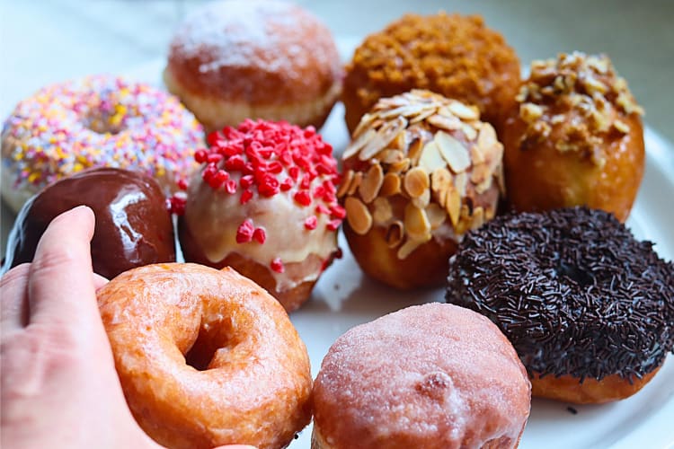a selection of donuts on a plate