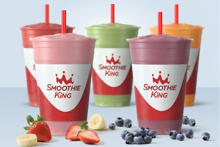 a variety of smoothies from Smoothie King