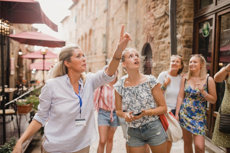People enjoying a food tour in Italy
