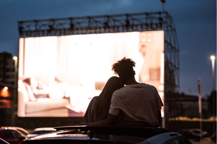 Couple at a drive-in movie
