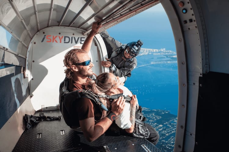 Skydiving is an adventurous anniversary date idea