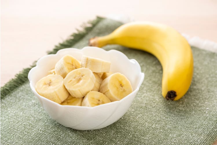 Banana slices in a bowl