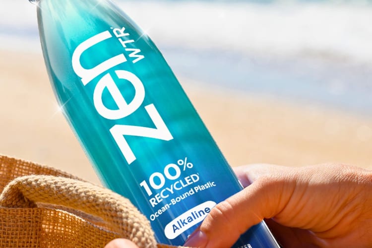 A bottle of ZenWTR in somebody's beach bag.