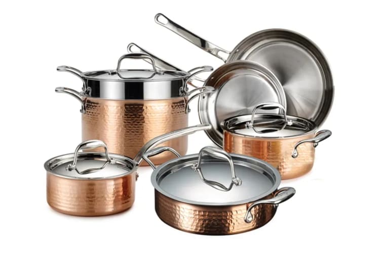 Lagostina Martellata Hammered Copper 10-Piece Cookware Set