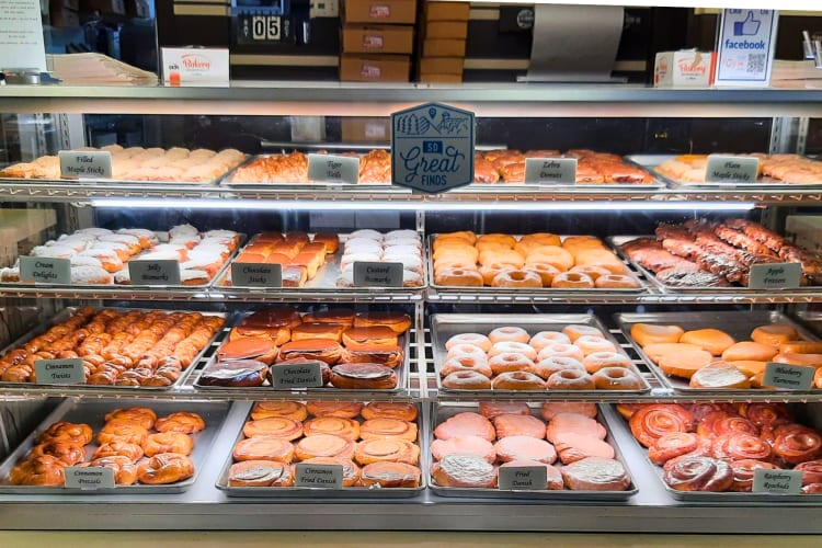Donut counter filled with options