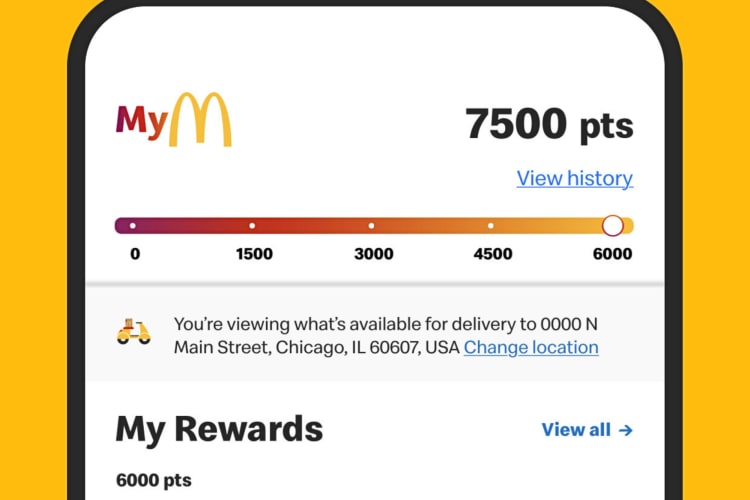 A screenshot of the McDonald's app, one of the best fast food apps