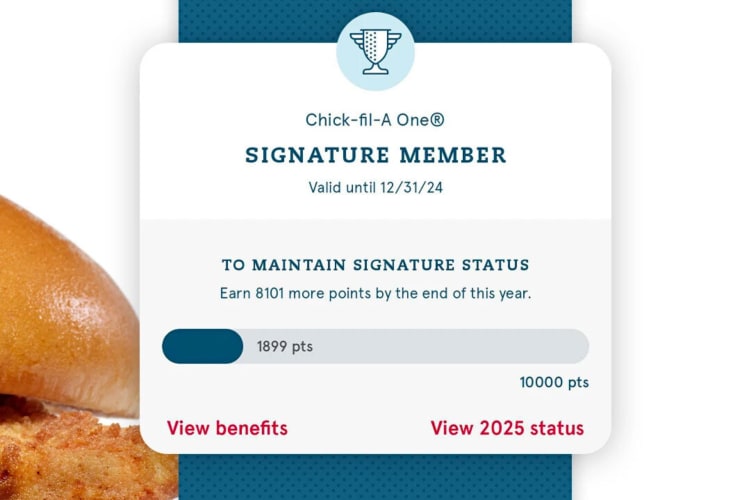 A screenshot of the Chick-fil-A app, one of the best fast food apps