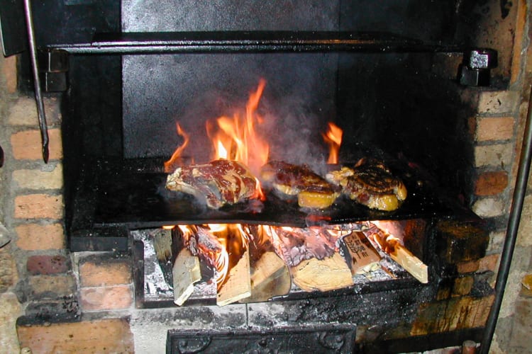 Rib-eye steaks roasting.